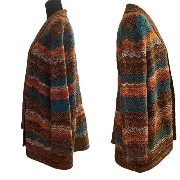 Alfred Dunner‎ Walnut Grove Striped Pointelle Cardigan Sweater Sz 1X - Picture 3 of 14